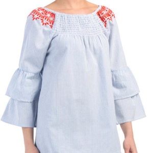 2 for $12 Linen Stripe Bell Sleeve Top